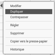Mini-menu d'une écriture d'achat